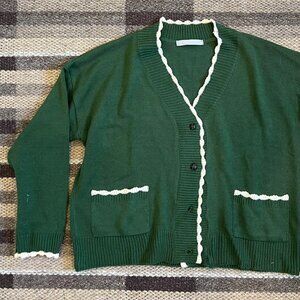 green cardigan